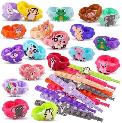 Animal pop bracelets, 24 pack